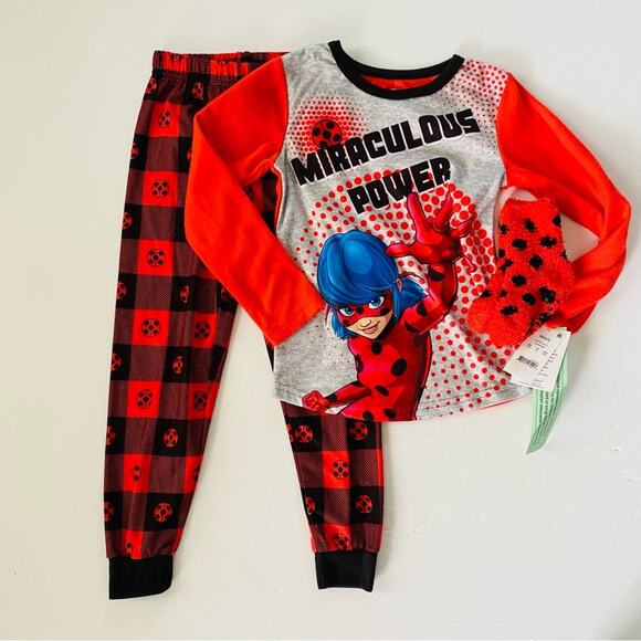 Miraculous Ladybug | Miraculous Ladybug Pajama Set Fuzzy Socks Set NWT XS - Picture 1 of 8
